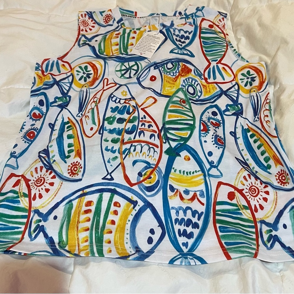 Colorful fish like print tank top. - Picture 6 of 6